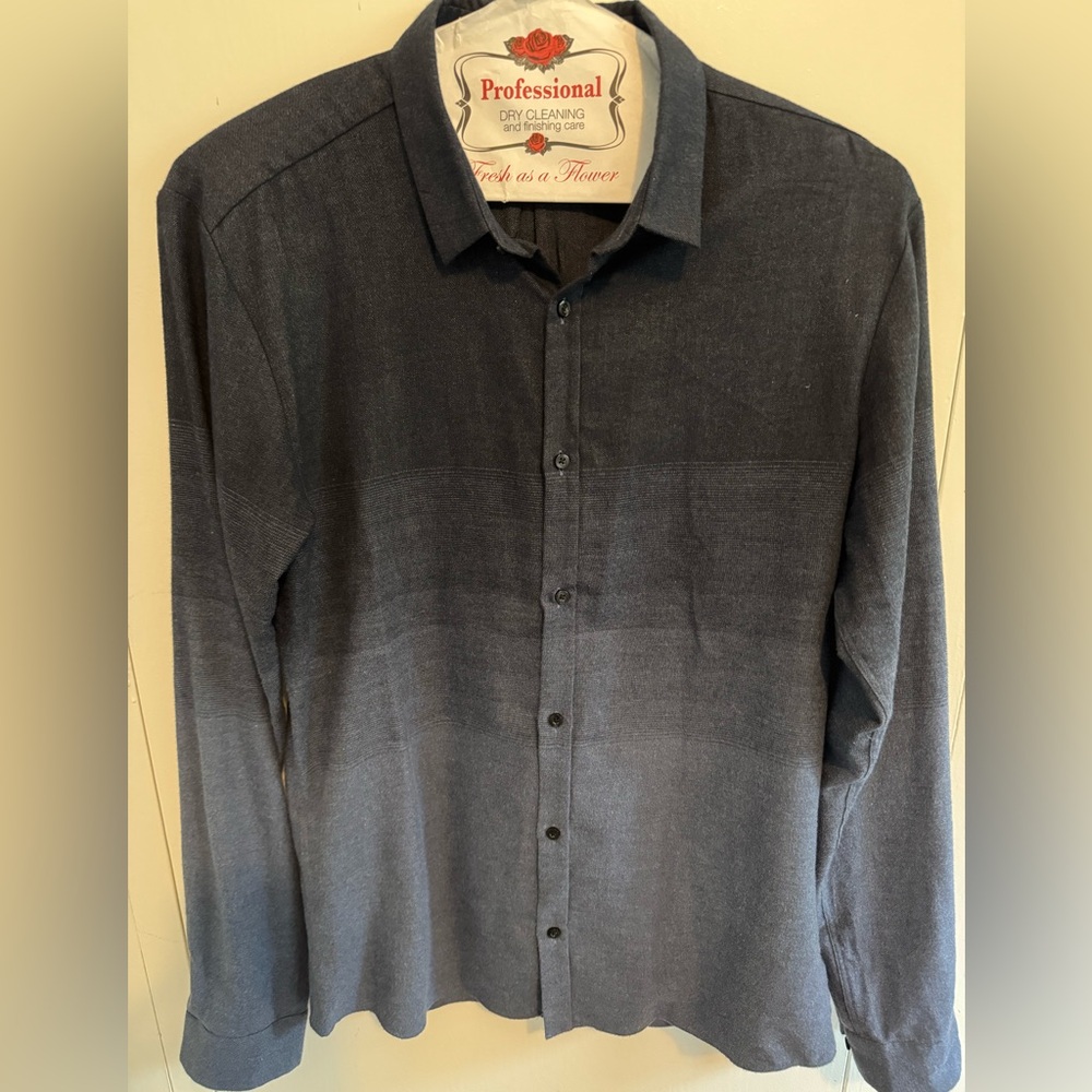 Hugo Boss blue gradient light flannel button down